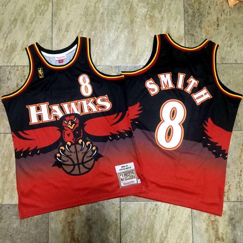 Men Atlanta Hawks #8 Smith Red Mitchell & Ness NBA Jerseys->miami heat->NBA Jersey